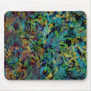 Kleurrijke gekrabbelde abstracte kunst muismat