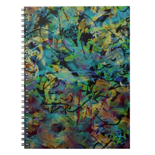 Kleurrijke gekrabbelde abstracte kunst notitieboek (Voorkant)