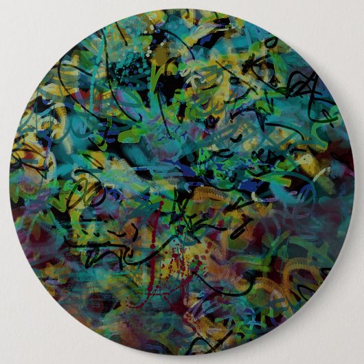 Kleurrijke gekrabbelde abstracte kunst ronde button 6,0 cm (Voorkant)