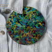 Kleurrijke gekrabbelde abstracte kunst ronde button 6,0 cm (In situ)