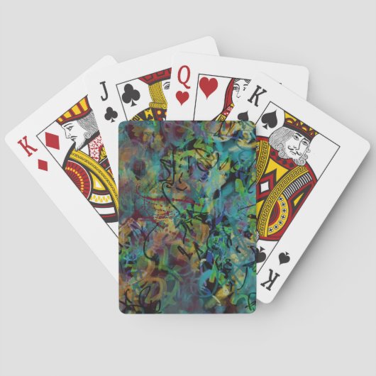 Kleurrijke gekrabbelde abstracte kunst speelkaarten (Achterkant)