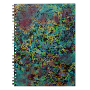 Kleurrijke gekrabbelde abstracte spiraal notitiebo notitieboek