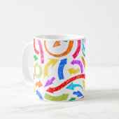 Kleurrijke gekrabbelde pijlen koffiemok (Voorkant links)
