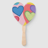 Kleurrijke gelaagde harten gepersonaliseerde hand  handwaaier (Voorkant)