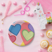 Kleurrijke gelaagde harten papieren borden papieren bordje (Feest)