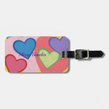 Kleurrijke gelaagde harten persoonlijke Bagagelabe