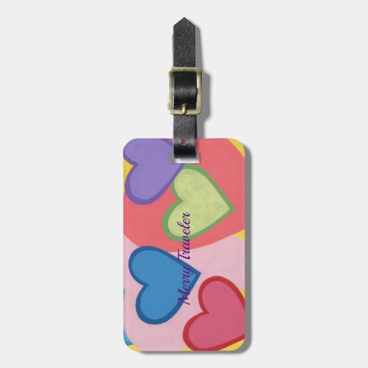 Kleurrijke gelaagde harten persoonlijke Bagagelabe Bagagelabel (Voorkant verticaal)