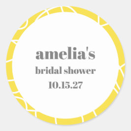 Kleurrijke Gele Abstracte Lijnkunst Aangepaste Bru Ronde Sticker