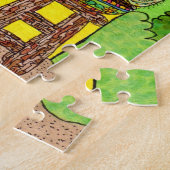 Kleurrijke gele Adobe House Cats Desert Tekening Legpuzzel (Zijkant)