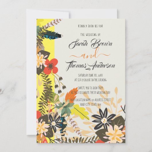 KLEURRIJKE GELE BOHO FLORAL KAART (Voorkant)