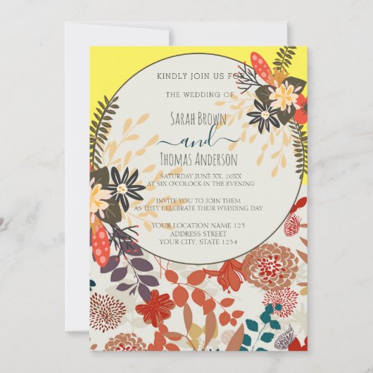 KLEURRIJKE GELE BOHO FLORAL KAART (Voorkant)