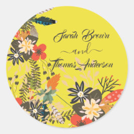 KLEURRIJKE GELE BOHO RONDE STICKER