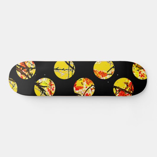 Kleurrijke gele cirkels op zwart skateboard (Horizontaal)