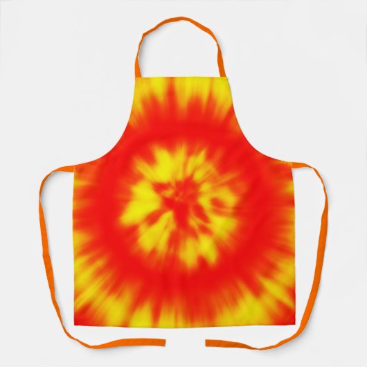 Kleurrijke gele Crimson Tie Dye Pattern Grill BBQ Schort (Voorkant)