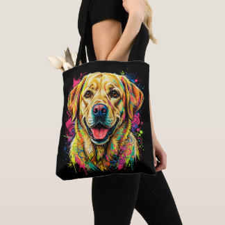 Kleurrijke Gele Labrador Retriever Hond Tote Bag