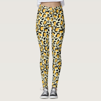 Kleurrijke gele luipaardprint safari-patroon leggings