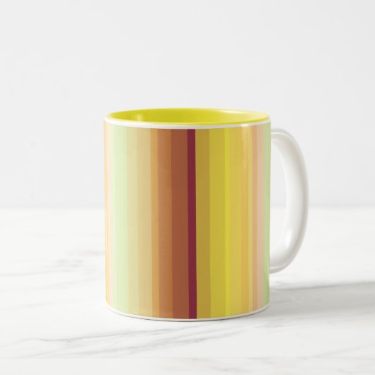 Kleurrijke gele Oranje strepen Tweekleurige Koffiemok (Voorkant rechts)