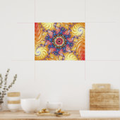 Kleurrijke Gele Spiraal Mandelbrot Poster (Keuken)