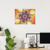 Kleurrijke Gele Spiraal Mandelbrot Poster (Thuiskantoor)