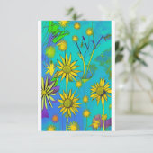 Kleurrijke gele vleerbloemen in groen bedankkaart (Staand voorkant)