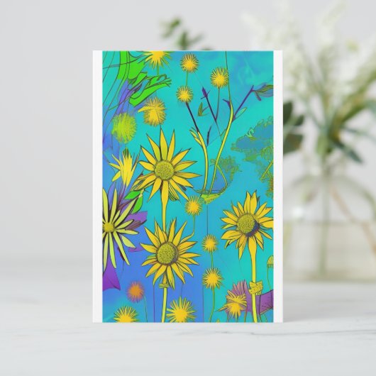 Kleurrijke gele vleerbloemen in groen bedankkaart (Staand voorkant)