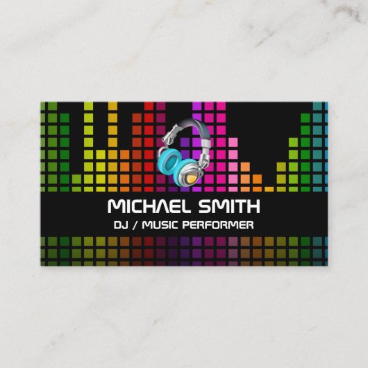 Kleurrijke geluidsbalk-equalizer visitekaartje (Voorkant)