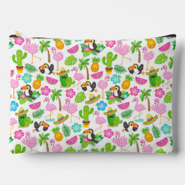KLEURRIJKE GELUKKIGE FLAMINGO'S TOEKANS EN BLOEMEN ETUI