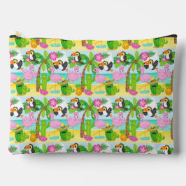 KLEURRIJKE GELUKKIGE FLAMINGO'S TOEKANS EN BLOEMEN ETUI