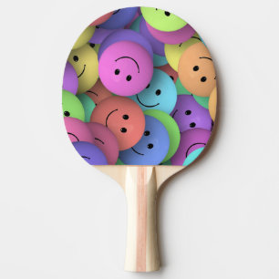 Kleurrijke Gelukkige Gezichten Emoji Tafeltennisbatje