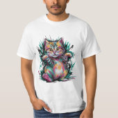 Kleurrijke gelukkige kat t-shirt (Voorkant)