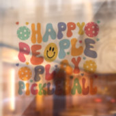 Kleurrijke gelukkige mensen spelen pickleball raamsticker (Vel 2)