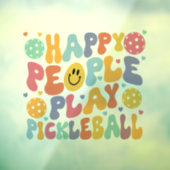 Kleurrijke gelukkige mensen spelen pickleball raamsticker (Vel 3)