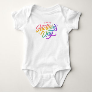 Kleurrijke Gelukkige Moederdag Regenboog Calligraf Romper