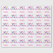 Kleurrijke Gelukkige Naam van de Verjaardag Cadeaupapier (Vlak)