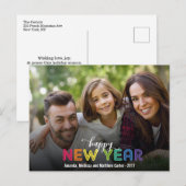 Kleurrijke Gelukkige Nieuwjaar Feestdag Foto Feestdagenkaart (Voorkant / Achterkant)