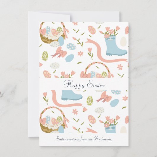 Kleurrijke gelukkige paaseieren in de lentemand feestdagenkaart (Voorkant)