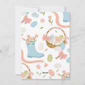 Kleurrijke gelukkige paaseieren in de lentemand feestdagenkaart (Achterkant)