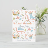 Kleurrijke gelukkige paaseieren in de lentemand feestdagenkaart (Staand voorkant)