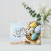 Kleurrijke Gelukkige Paasmand & Eieren Briefkaart (Staand voorkant)