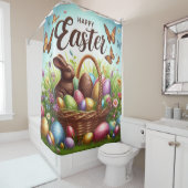 Kleurrijke, Gelukkige Paasmand met eieren Douchegordijn (In situ)