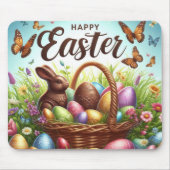 Kleurrijke, Gelukkige Paasmand met eieren Muismat (Voorkant)