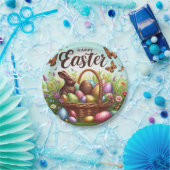 Kleurrijke, Gelukkige Paasmand met eieren Papieren Bordje (Feest)