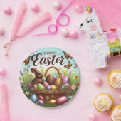 Kleurrijke, Gelukkige Paasmand met eieren Papieren Bordje (Feest)