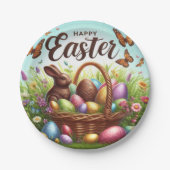 Kleurrijke, Gelukkige Paasmand met eieren Papieren Bordje (Voorkant)