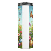 Kleurrijke, Gelukkige Paasmand met eieren Thermosbeker (Achterkant)