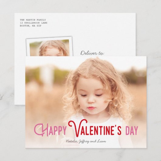 Kleurrijke Gelukkige Valentijnsdag Volledige Foto  Feestdagenkaart (Voorkant / Achterkant)