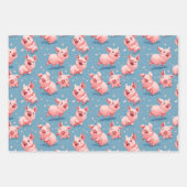 Kleurrijke gelukkige varkens inpakpapier vel (Voorkant 3)