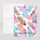Kleurrijke Gelukkige Verjaardag Boho Veren Ansicht Briefkaart (Voorkant / Achterkant)