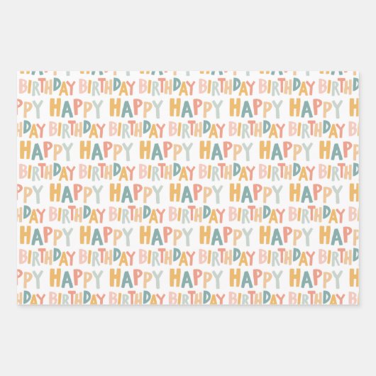Kleurrijke Gelukkige Verjaardag Handlettering Patr Inpakpapier Vel (Voorkant 2)