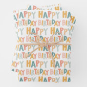 Kleurrijke Gelukkige Verjaardag Handlettering Patr Inpakpapier Vel (In situ)